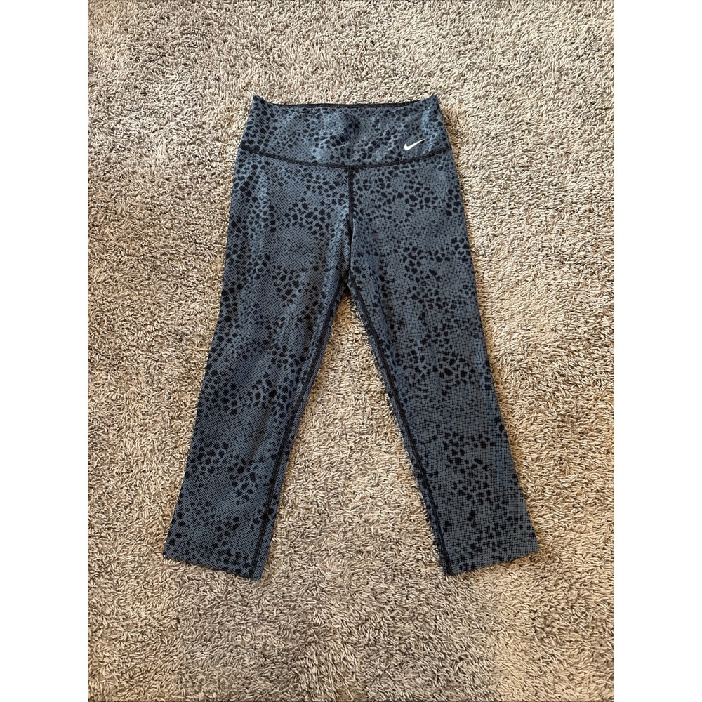 NIKE Dri-Fit Black Blue‎ Legend Yoga Pants Capri Leggings Size XS Extra Small